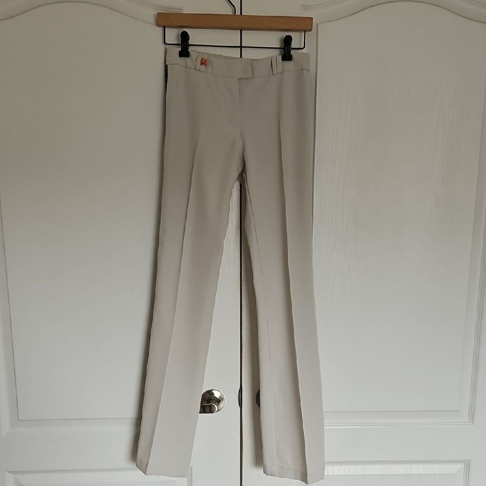 Cream Straight Leg Dress Pants with Tailored Fit